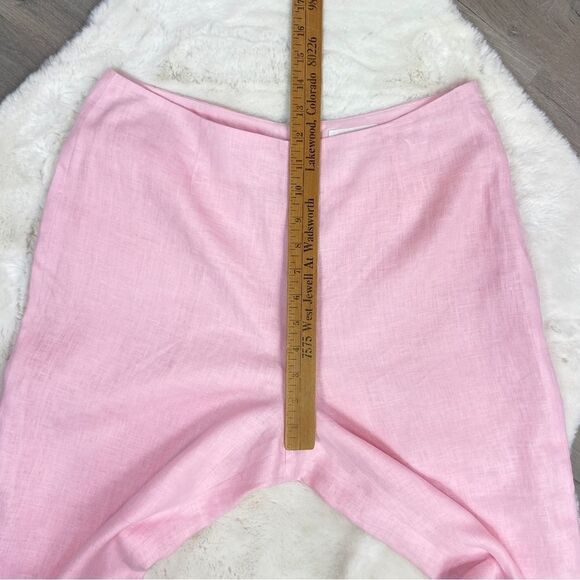 David N Hanky Linen Crop Capri Pants Pink 10 - Picture 8 of 8